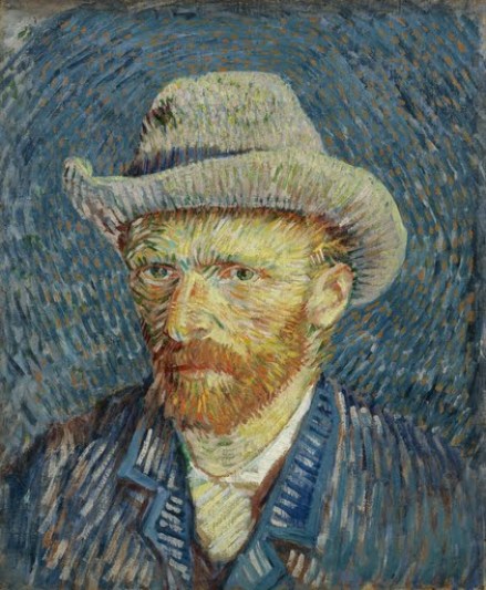 Self-portrait with grey felt hat - Small